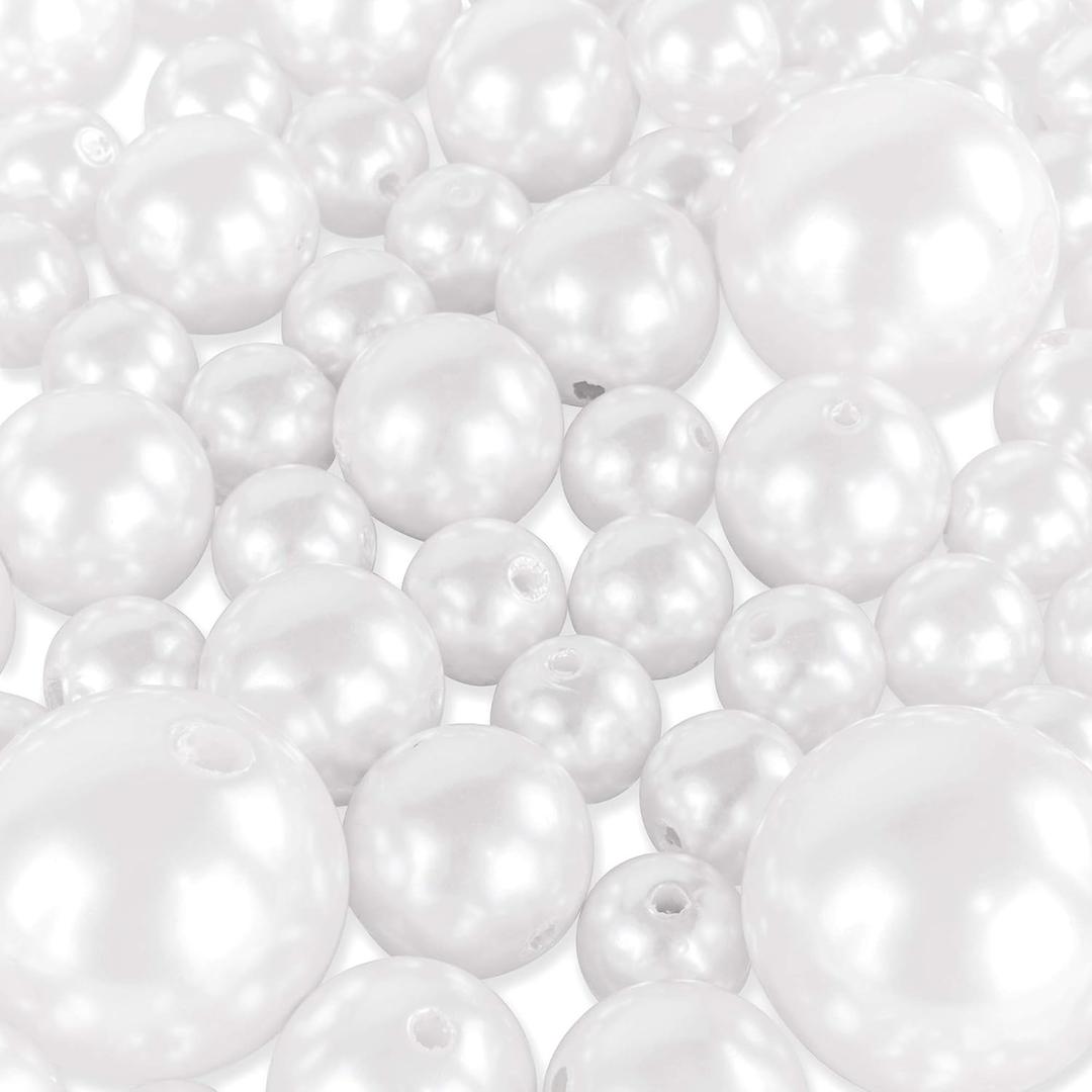 Super Z Outlet Elegant Glossy Polished Pearl Beads for Vase Fillers, DIY Jewelry Necklaces, Table Scatter, Wedding, Birthday Party Home Decoration, Event Supplies (8 Ounce Pack, 70 Pieces) (White)
