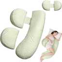 Pregnancy Pillow for Women - Full Body Maternity Pillow for Back & Hip Support, Removable Soft Cover for Side Sleeper Comfort (Green)