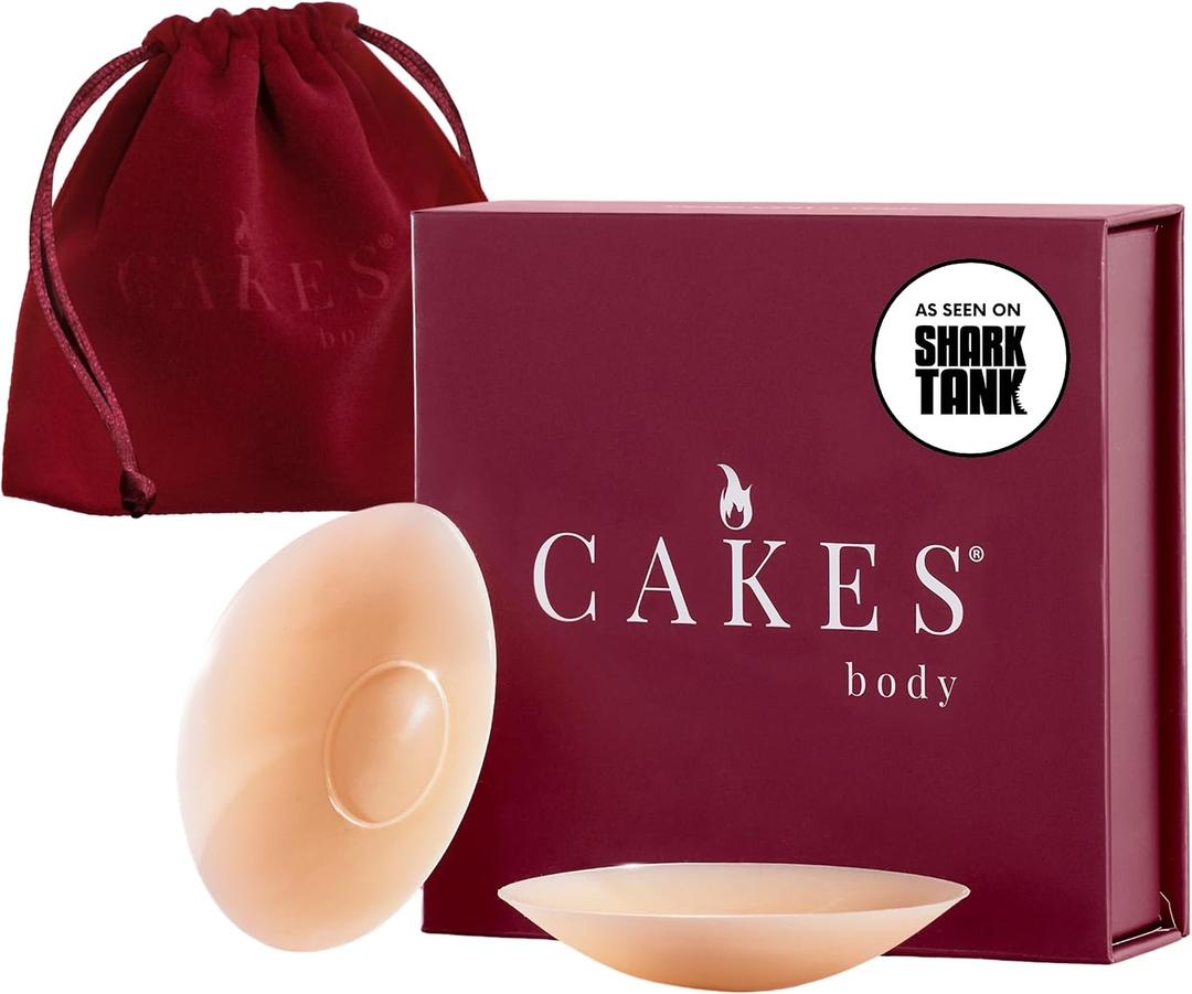CAKES Body® sticky Circle Nipple Covers for Women - The Viral Sticky Boobs With an Adhesive-free nip nook™ (Beige)