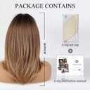 Alanhair Ombre Brown Wigs for Women,Shoulder-Length Layered Wigs with Bangs Heat Resistant Synthetic Fibre Wigs