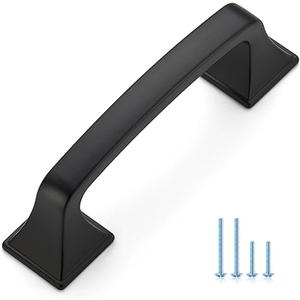 Ravinte Solid 3 Inch Big Square Foot Cabinet Pulls Matte Black Arch Pull Kitchen Cabinet Handles Black Drawer Pulls Kitchen Cabinet Hardware Flat Black Cabinet Drawer Handles-30 Pack