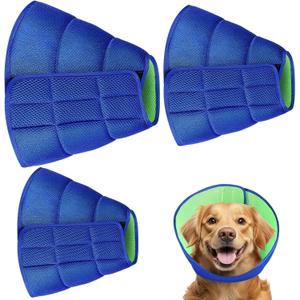 Sadnyy 3 Pcs Dog Cone, Cone for Dogs to Stop Licking, Pet E-Collar Alternative After Surgery, Adjustable Pet Recovery Collar for Wound Healing, Blue, M/L/XL