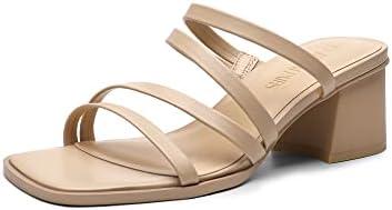 DREAM PAIRS Women's Strappy Heels Block Open Toe Low Heel Chunky Mules Sandals Dress Shoes W Size 7