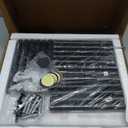 SORCEDAS 7 Tiers Vertical Shoe Rack Wooden Shoe Storage Organizer for Space Saving Narrow Shoe Shelf Storage 7 Pairs for Entryway Living Room Bedroom(Black + Rustic Dark Brown)