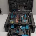 Tool Kit with 21V Cordless Drill - Sundpey 255-PCs Portable Complete General Basic Home and Auto Repair Tool Set with Drawer for Handyman & Diyer & Homeowner - Power Drill with 2 x 2.0Ah Batteries