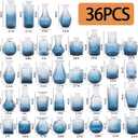 Glass Bud Vases Set of 36PCS, Small Flower Vases for Wedding Centerpiece Table Decoration, Vintage Vase in Bulk for Flower Arrangements, Mini Vase for Birthday Party, Festival Home Decor, Blue