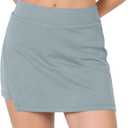 ODODOS Modal Soft Wrap Mini Skorts with Pocket for Women High Waist Asymmetrical Hem Relaxed Shorts, Grey Blue, Large (Gray, L)