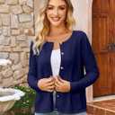 Yekaty Women's Long Sleeve Crew Neck Button Down Cardigan Knit Shrugs Sweater Tops Trendy Clothes (M)