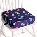 Toddler Booster Seat for Dining Table 45D Cartoon Stronger Support Booster Seat for Dining Table Washable 2 Safer Straps Non-Slip Bottom Portable Booster Chair for Toddlers Kid Baby Eating Travel Home (Dark Blue-Dinosaur)