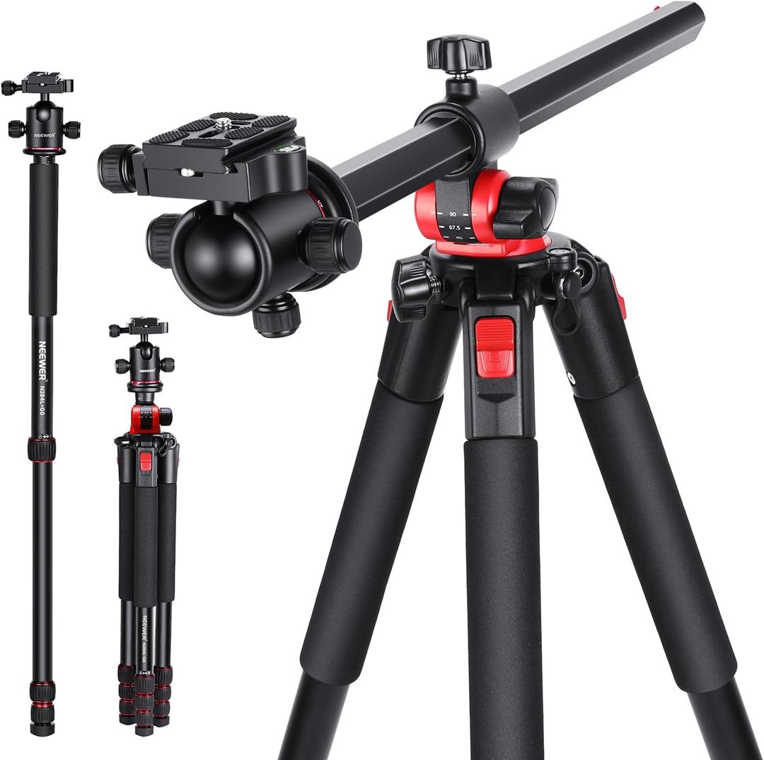 NEEWER 79 inch Camera Tripod Monopod with Center Column and Ball Head Aluminum, Arca Type QR Plate, Bag, Horizontal Tripod Overhead Camera Mount for DSLR Camera, Video Camcorder, Max Load: 33lb