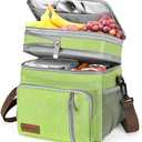 MIYCOO Lunch Bag & Lunch Box for Women Men, Double Deck Leakproof Insulated Soft Large Adult Camping Cooler bag for Work, Beach, Picnic, Travel (Green, 15L)