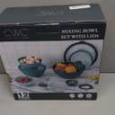 COOK WITH COLOR Mixing Bowls with TPR Lids - 12 Piece Plastic Nesting Bowls Set includes 6 Prep Bowls and 6 Lids, Microwave Safe Mixing Bowl Set (Teal)