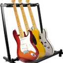 Kuyal Iron Guitar Stand Multi-Guitar Display Rack Bass Folding Stand Band Stage Bass Acoustic Guitar, Black (3 Holder)