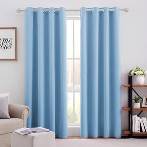 HOMEIDEAS Baby Blue Blackout Curtains 52 X 84 Inch Bedroom Curtains 2 Panels Room Darkening Curtains/Drapes, Soundproof Thermal Grommet Window Curtains for Living Room