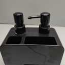 Dish Soap Dispenser for Kitchen Countertop with Sponge Caddy and Brush Holder - Refillable Non-Slip Dual Pump 4-in-1 Dispenser Soap Dispenser for Kitchen Sink, Essential Kitchen Gadgets  Black