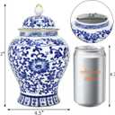 Goaste Blue and White Ginger Jar with Lid, 7.2 Inch Chinoiserie Porcelain Ginger Jars Airtight, Decorative Ceramic Tea Candy Storage Jar, Handmade Vintage Flower Vase for Home Decor, Sugar Nuts Herbs