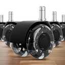 2 Inch Office Chair Wheels(Set of 5)-Heavy Duty Rubber Casters for Hardwood & Carpet, 2200lbs Capacity Universal Fit Smooth Rolling Casters Replacement Black