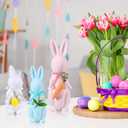 Yookeer 3 Pack Easter Bunny Decorations, Pastel Flocked Bunny Kit, Spring Table Centerpieces Easter Rabbit Set for Home Party Decor