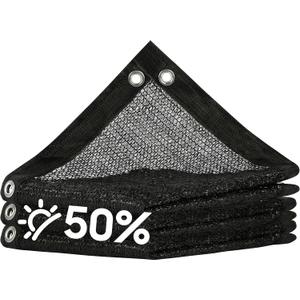 Amgo 50% Black Shade Cloth, 16FT x 16FT Mesh Tarp, Sun Netting With HDPE Material and Heavy Duty Grommets for Greenhouse, Garden, Patio Plants, Pergola (We Make Custom Size)