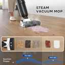 4-in-1 Steam Vacuum Mop - High-Performance Wet Dry Floor Cleaner for Hardwood Floors Carpets, 212F Steam for Tough Stains, Self-Cleaning LED Display (White)