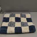 CozeCube Bath mats for Bathroom Non Slip, Fluffy Absorbent Microfiber Bath mat Washable, Aesthetic Bathroom Rugs, Cute Navy Blue Checkered Bath mat, Navy Blue, 32" x 20"