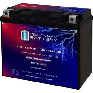 Mighty Max Battery YTX20-BS -12 Volt 18 AH, 270 CCA, Rechargeable Maintenance Free SLA AGM Motorcycle Battery