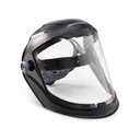 Jackson Safety Lightweight MAXVIEW Premium Face Shield - Mask with 370 Speed Dial Ratcheting Headgear, ANSI Z87.1, for Work, Grinding, Cutting - Anti Fog Coating - Clear Tint, 1 Count (Black)