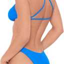 Sports Illustrated Womens Ruffle Cutout Bralette (Blue, M)
