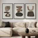 Large Framed Neutral Abstract Canvas Wall Art for Living Room, 3 Piece Wabi-Sabi Minimalist Modern Prints Paintings Artwork for Walls, Pictures Wall Decor for Bedroom, Office, Dining Room 24x36 In