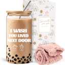 Funny Friendship Gifts for Women, Birthday Gift for Best Friends Sisters, Bestie gift Set with Glass Cup Socks, Christmas Thanksgiving Presents Ideas for Her