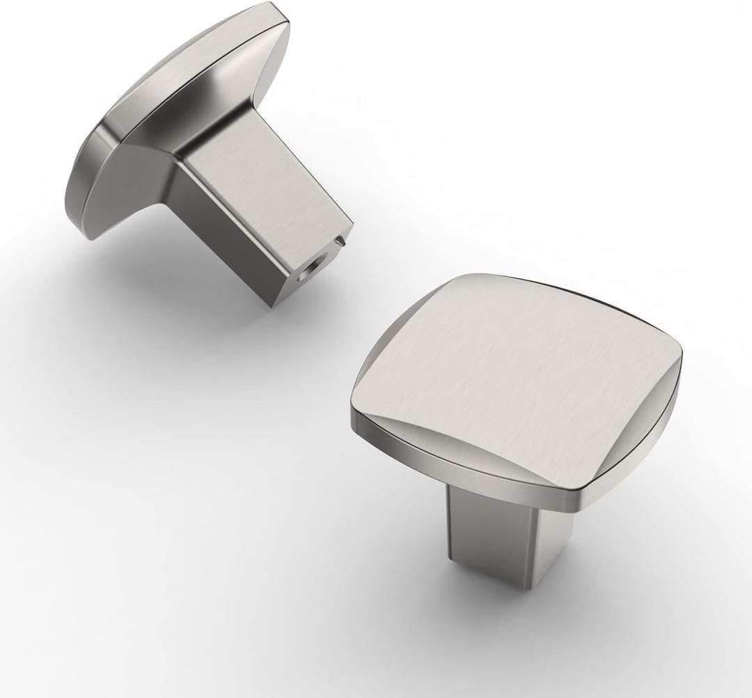 Amerdeco 10 Pack Brushed Satin Nickel Cabinet Knobs, 5/128MM, Silver, Zinc, Bronze (50%, 50%), Arch & Bow, Easy to Install, Kitchen Cabinet Handles, Drawer Knobs, ZH0032