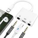 USB C to Dual 3.5mm Headphone Jack Adapter USB C to 3.5mm Audio Adapter 3 in 1 Aux to USB C Headphone Splitter and Fast Charger for iPhone 17 16 15/iPad Pro/Galaxy 25 24 23 Pixel 9 8 7 and more (White)