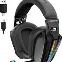 Monster Mission ANC200 Wireless Gaming Headset, 7.1 Virtual Surround Sound, ANC, Stealth Retractable Mic, 70HRS Battery, 2.4GHz or BT, for PC, PS5, Mobile, 3.5mm Audio Jack (Black)