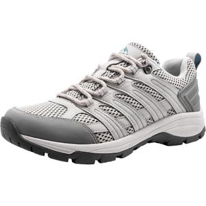 NORTIV 8 Women's Hiking Shoes Lightweight Breathable Mesh Walking Sneakers Outdoor Work Shoes (Light Grey-pu), 8 Wide