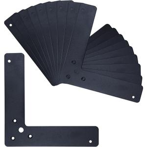 10pcs Black L Flat Shape Braces Corner Bracket, 150x150 mm Decorative Corner Brackets Mending Plate, Cold Rolled Steel 90 Dgree Angle Bracket for Wood Furniture Fixing