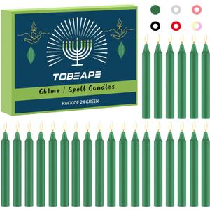 Tobeape Spell Chime Candles 24 pcs Green Candles, 4" Tall Unscented Mini Magic Taper Candle Bulk for Witchcraft, Wiccan Altar, Rituals, Prayer, Meditation, Birthday Party, Home Decor