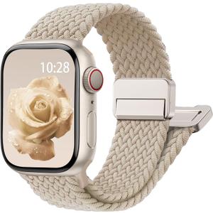 Magnetic Braided Stretchy Loop - Compatible with Apple Watch Band Women Men, Elastic Woven Fabric Nylon Strap for iWatch m/40mm/41mm/42mm(series 11/10)