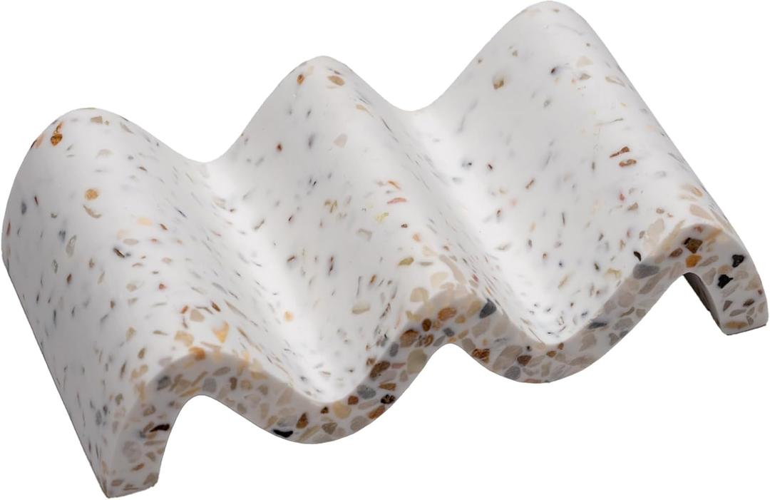 Mauve & Marble: Stone Decorative Soap Dish Holder for Bathroom, Kitchen, Jewelry, Gift, Countertop, Dresser, Modern (Terrazzo)