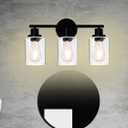 3 Light Bathroom Light Fixtures(Bulbs Included.),Black Vanity Lights with Clear Glass Shade,Modern Wall Sconce Lights for Mirror,Bedroom,Living Room,Hallway Cabinet Porch,E26 Base