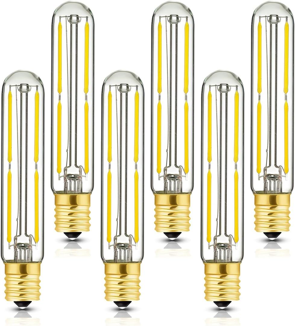 E17 LED Tubular Light Bulbs 6W,T20 Dimmable Led Light Bulbs 60 Watt,4000K Daylight,Led Tube Bulb for Refrigerator,Exit Sign Light,Freezer,600lm,6Pack.