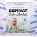 3 x Bernat Baby Blanket Yarn, 3.5 oz, Gauge 6 Super Bulky, Little Denim Print