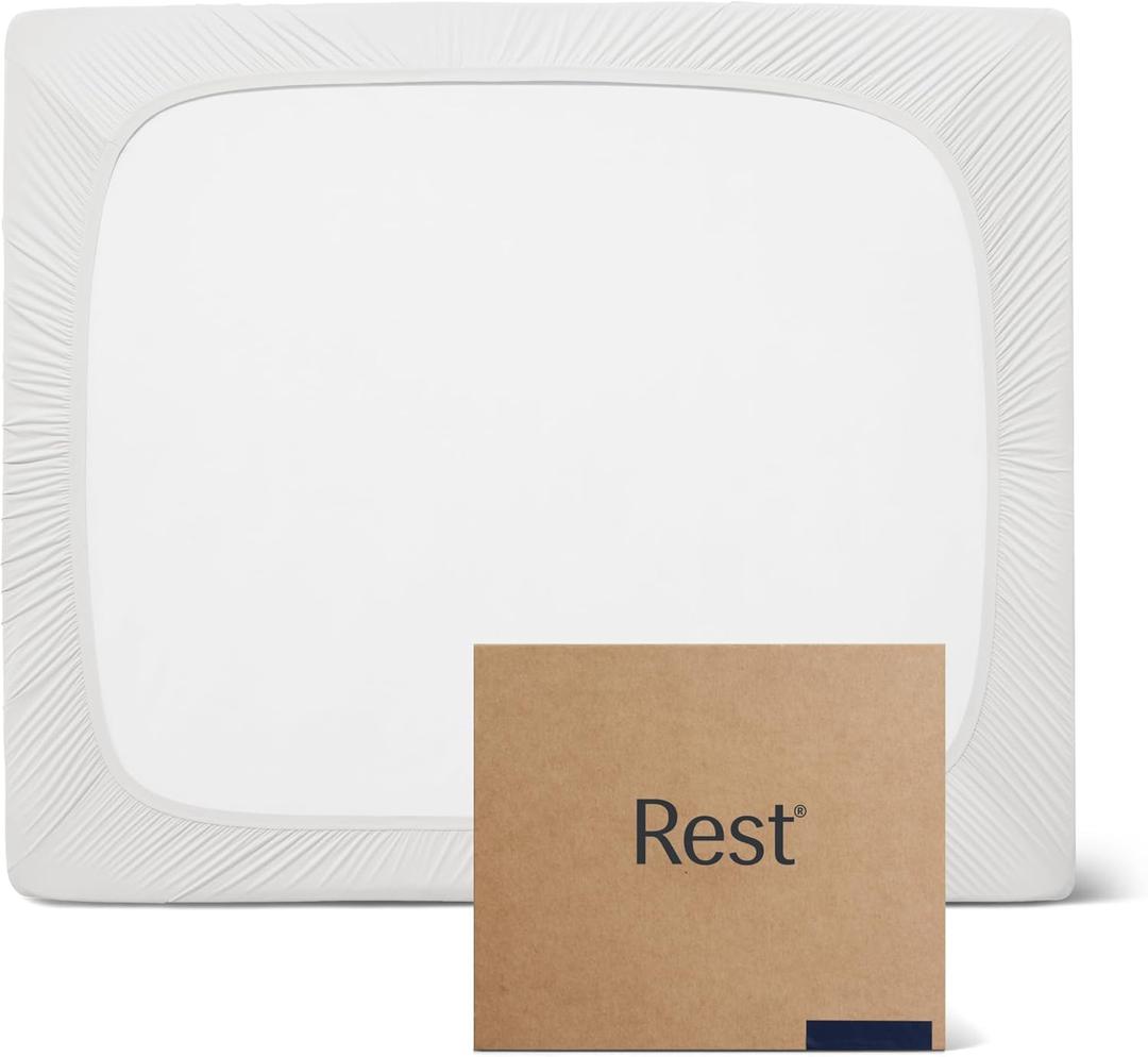 REST® Evercool®+ Fitted Sheet, CaliKing, Arctic White, 15" Deep (up to 18’’), Breathable Bedding for Hot Sleeper and Night Sweats, Bed Sheet with Ionic+ Self-Cleaning Silver Yarn for Sensitive Skin