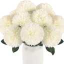 Hananona 12 Pcs Artificial Chrysanthemums Flowers Ball Flower, Fake Mums Flowers White Silk Flowers for Spring Home Decor Indoor Floral Arrangement Table Centerpiece (12, White)