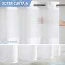 Furlinic Extra Long Waffle Weave No Hook Shower Curtain with Snap in Liner,Heavy Duty Textured Fabric Bathroom Curtains,Hotel Style with Mesh Top Window,Waterproof & Machine Washable,White,71x96.