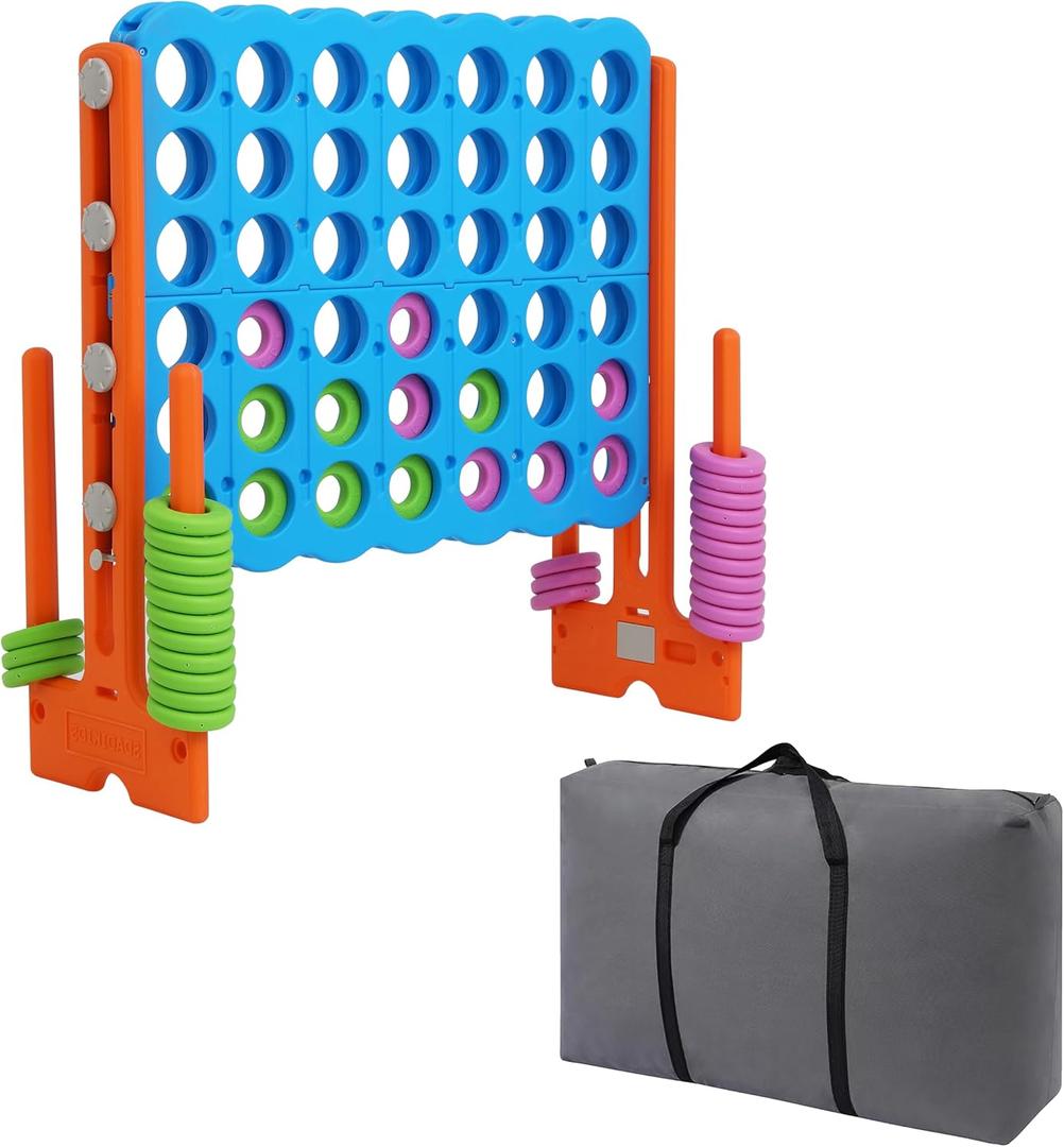 SDADI Jumbo 4 in a Row Game, 4-to-Score Giant Game Set with Adjustable Height (2.5-3.5 FT) for Kids & Adults, Indoor/Outdoor Connect Game with Quick-Release Slider, Perfect for Family and Party Games