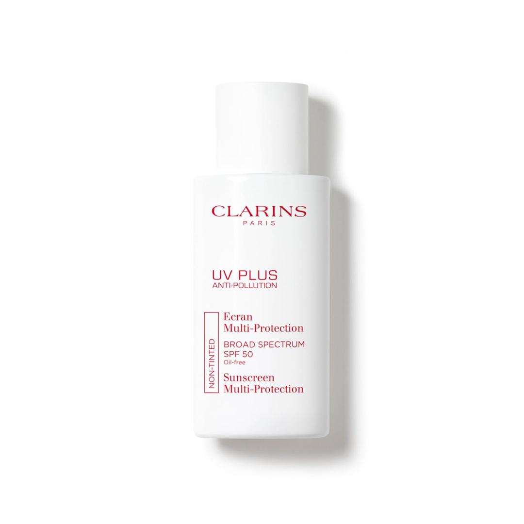 Clarins UV Plus Anti Pollution Sunscreen for Face | Broad Spectrum SPF 50 | Oil Free, No White Cast | UVA/UVB and Pollution Protection | Protective Antioxidants | All Skin Types