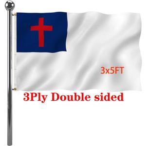 Jayus Double Sided Christian Christianity Cross Flags 3x5 FT Outdoor - Vivid Colors 3Ply Church Jesus Faith Religions Flags Banners- Heavy Duty 100% Polyester with 2 Brass Grommets