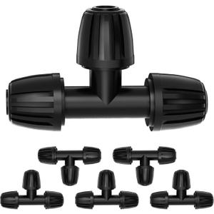Bonviee 6 Pack 1/2 Inch Drip Irrigation Tee Connectors, Barbed Lock Fittings for 1/2 Tubing, Leak-Proof 3-Way Coupler for Garden Hose, Drip System Repair & Extension