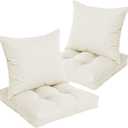 Waterproof Outdoor Chair Cushions Set of 2, Patio Cushions for Outdoor Furniture Water-Resistant & Fade-Resistant, Deep Seat & Back Cushion for Chair Sofa, 22x22 Inch (Cream)