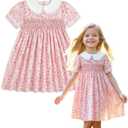 Curipeer Toddler Girl Dress Summer Floral Dresses for Girls Short Sleeve Playwear Sundress (Pink)